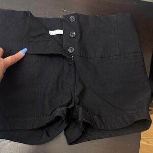 Black Button-Up Women's Shorts